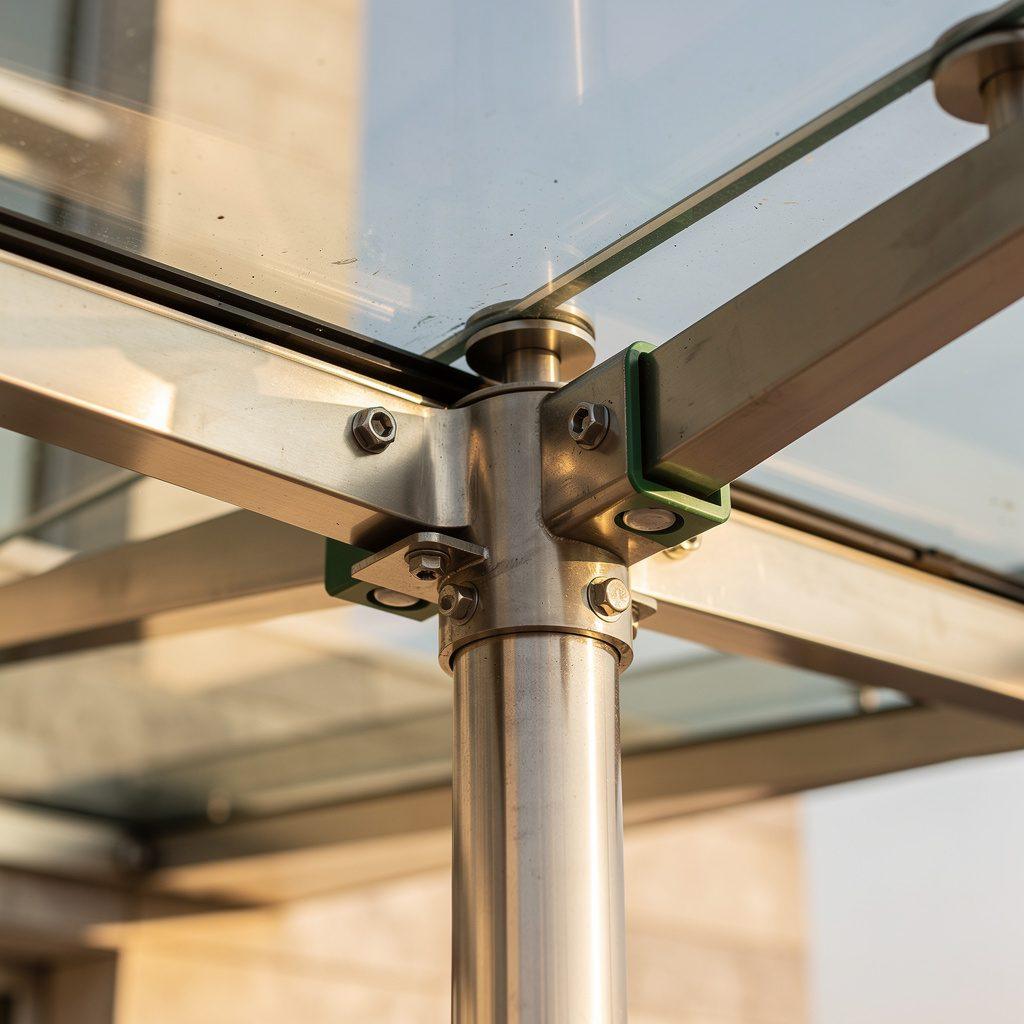Materialien und Konstruktion – Edelstahl, Sicherheitsglas und Träger-Systeme – VoMo – Vordach Montagen